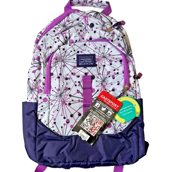 NWT Eastsport Book Backpack Laptop Sleeve Water Bottle Pocket Padded Straps NEW - Picture 2 of 10